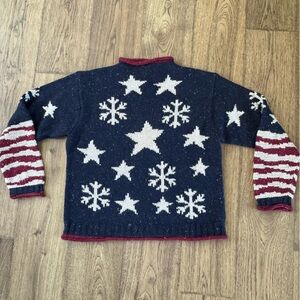 Coldwater Creek Navy Star and Stripe Sweater